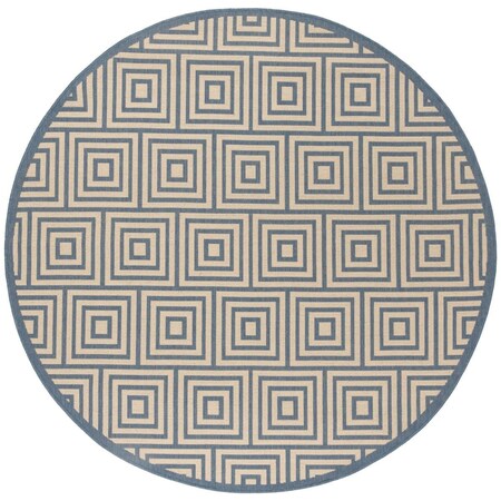 Safavieh 6 ft. 7 in. x 6 ft. 7 in. Round Linden 100 Contemporary Area Rug Cream & Blue LND173N-6R